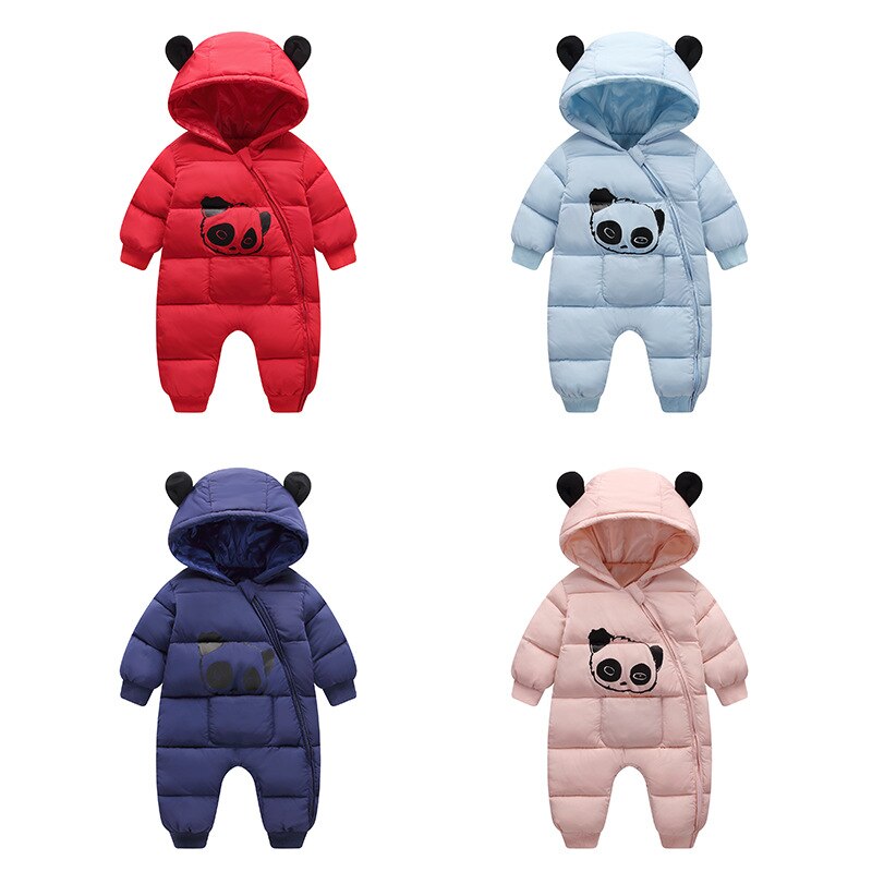 Baumwolle kleidung herbst/winter infant mädchen cartoon panda mäntel kinder baby jungen verdicken erwärmung jacke overalls