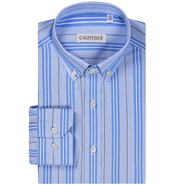 Men's Cotton Striped Button Cuff Dress Shirts Pocket-less Contrast Colors Casual Standard-fit Long Sleeve Shirt: 44