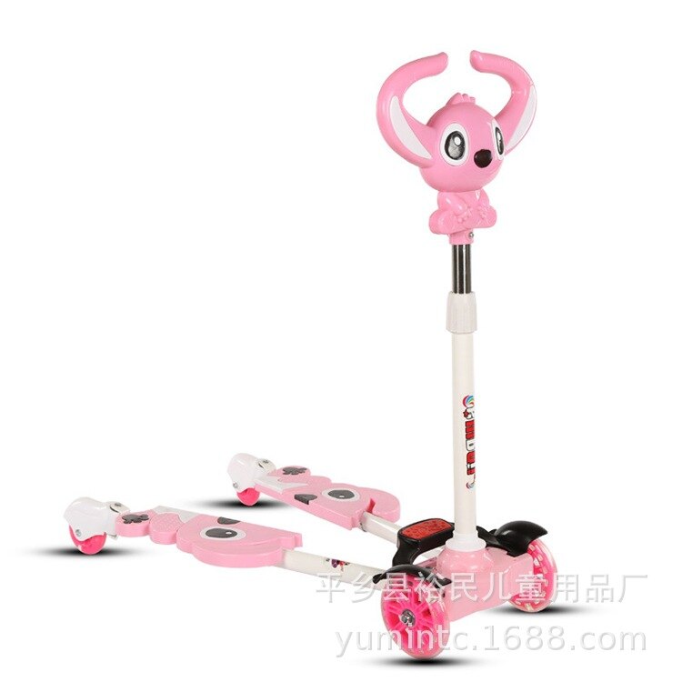 Trottinette à quatre roues pour enfants, ajustable et brillant, ciseaux, voiture, jouets pour bébés