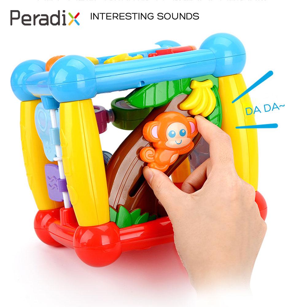 Baby Weisheit Haus Lichter Musik Box Beleuchtung Kindheit Pädagogisches Spielzeug Multifunktionale Cube Sechs-Seitige Musik