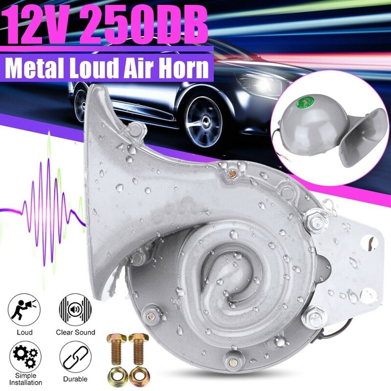 AU05 -Universal Grey Loud Raging Sound 125Db 12V Electric Snail Air Horn Car Motorcycle Boat