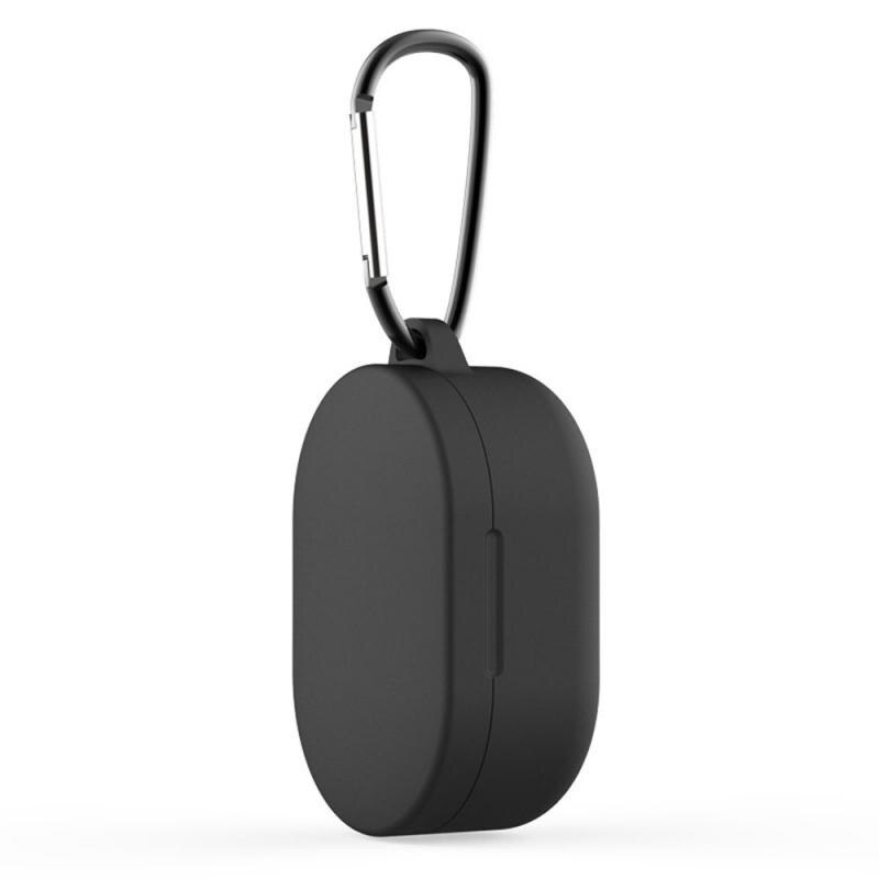 Silicone For Redmi Airdots Case Protective Cover With Hook For Xiaomi Mi Redmi AirDots 2 Cover Earphone Wireless Charging Box: Black and Hook