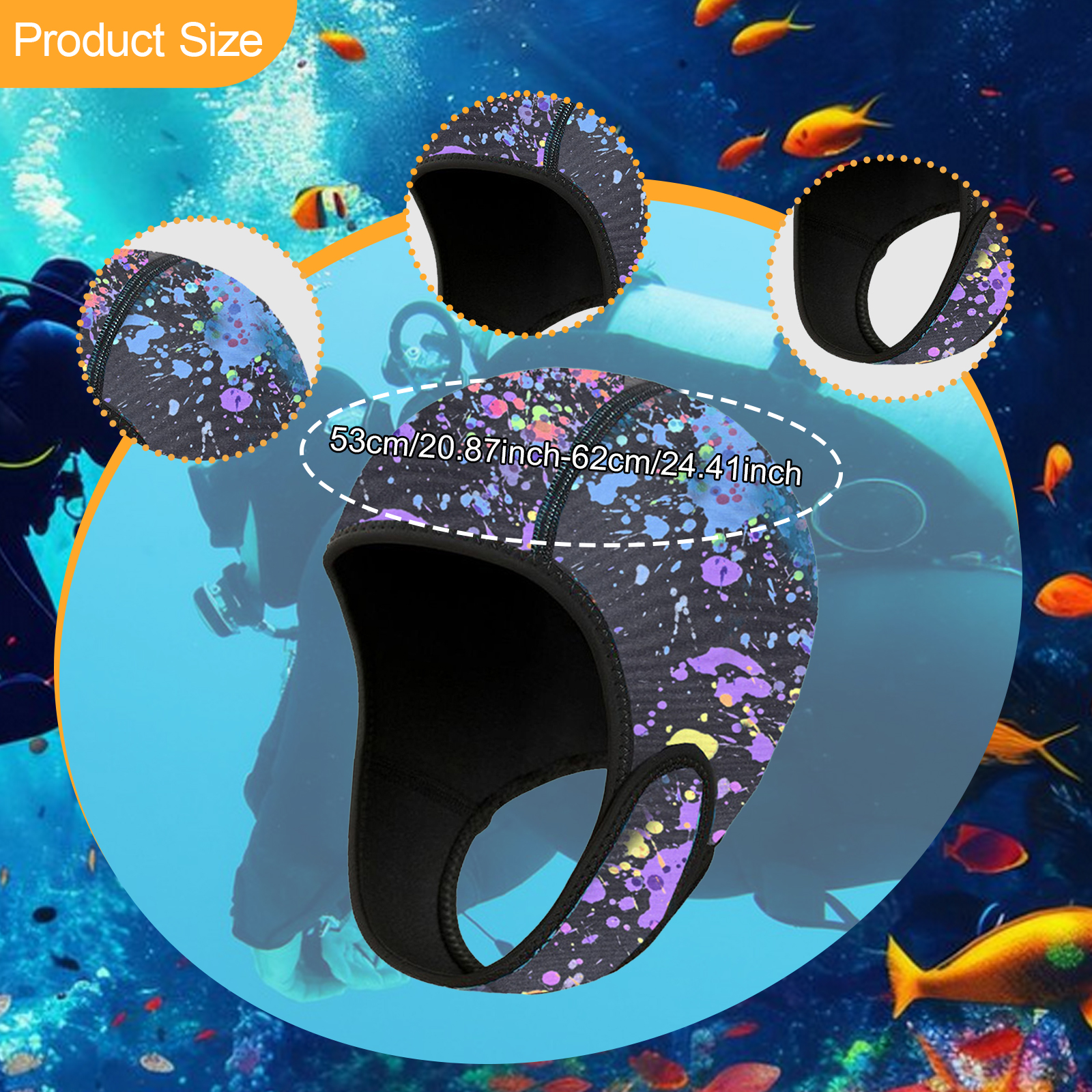 Dykhuva badmössa 3mm neopren termisk våtdräktshuva bekväm att hålla håret rent elastisk surfhatt för vattensporter: Blå