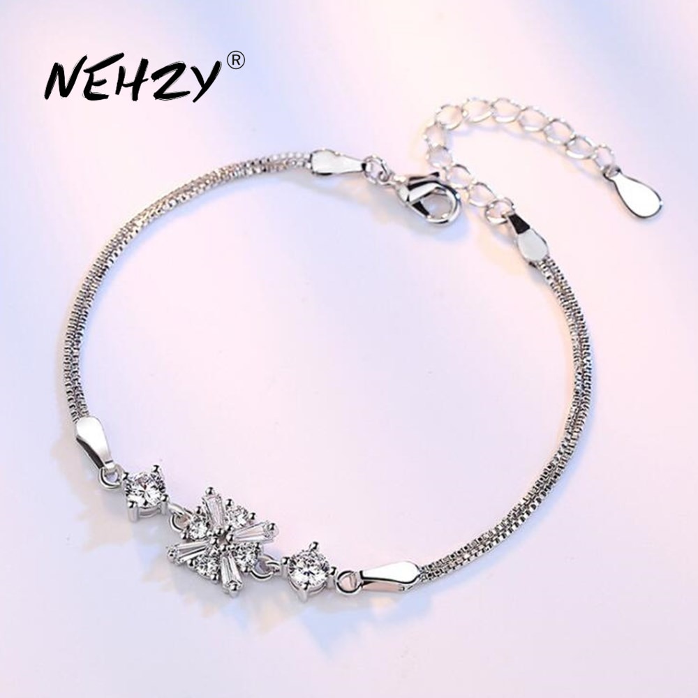 NEHZY 925 Stamp Sterling silver jewelry woman bracelet cubic zirconia retro simple bracelet length 19CM