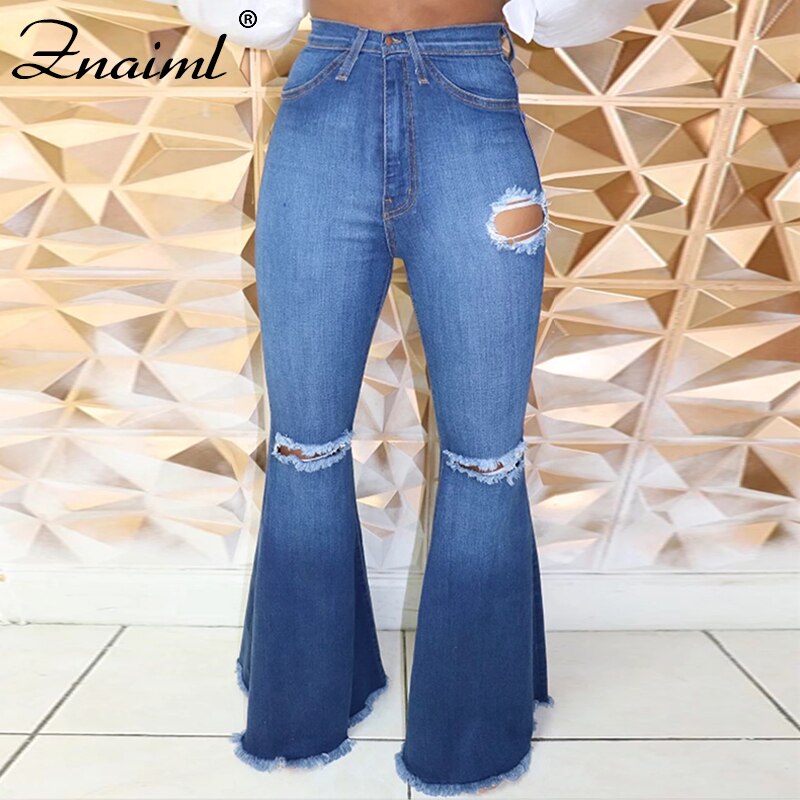 Pantalones vaqueros rasgados con agujeros para muj... – Vicedeal