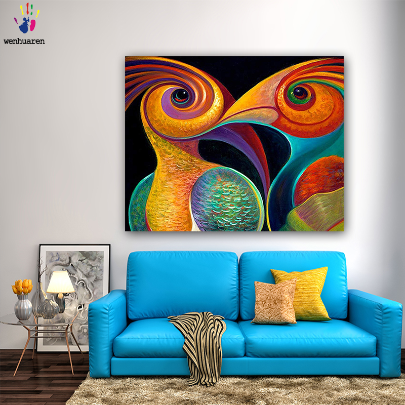 DIY colorings pictures by numbers with colors Two parrots picture drawing painting by numbers framed Home