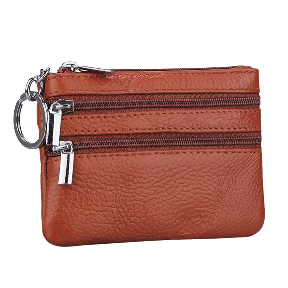Women Soft PU Leather Three Zipper Coin Purse Mini Wallet in Colors