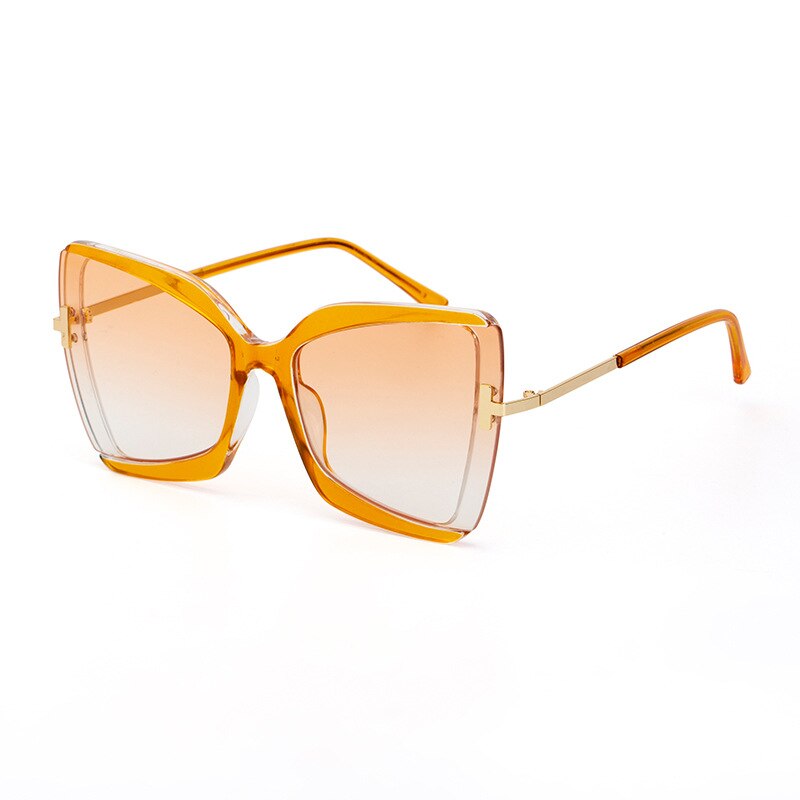 Brand t solbriller overdimensionerede firkantede kvinder solbriller kvindelig stor ramme farverige nuancer fpr kvinder oculos: Orange