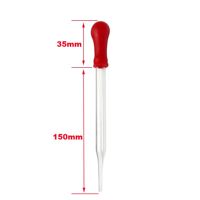 10pc Glass Dropper Red Skin Plastic Dropper Pipette Laboratory Transparent Non-toxic Teaching Equipment 100/120/150/180mm