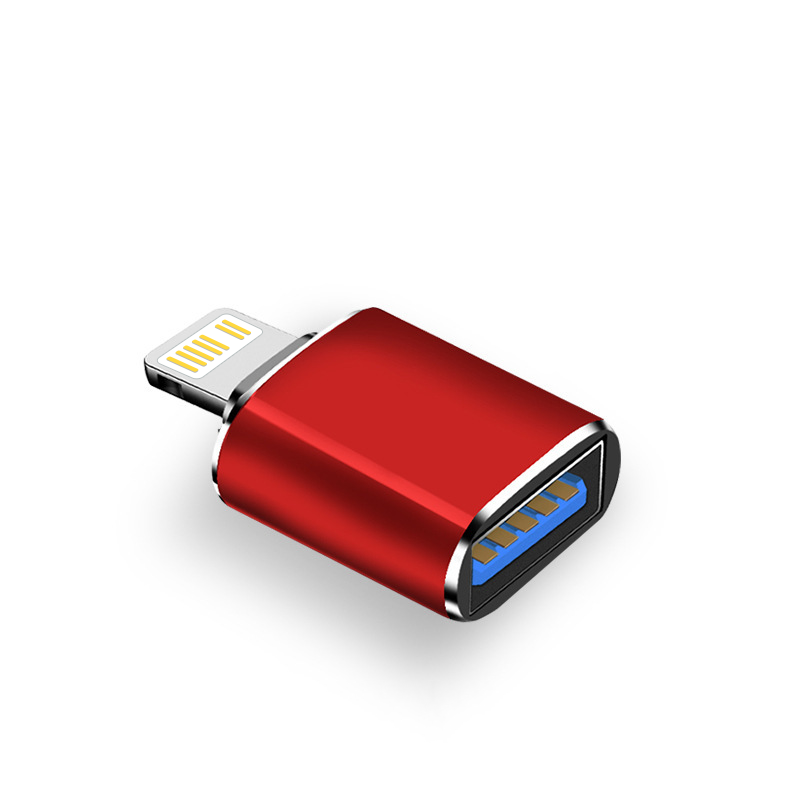 Adaptador Lightning macho a USB3.0 hembra OTG Lightning a USB U-disk lectura convertidor de transferencia de datos para iPhone iPad IOS 13 superior: orange