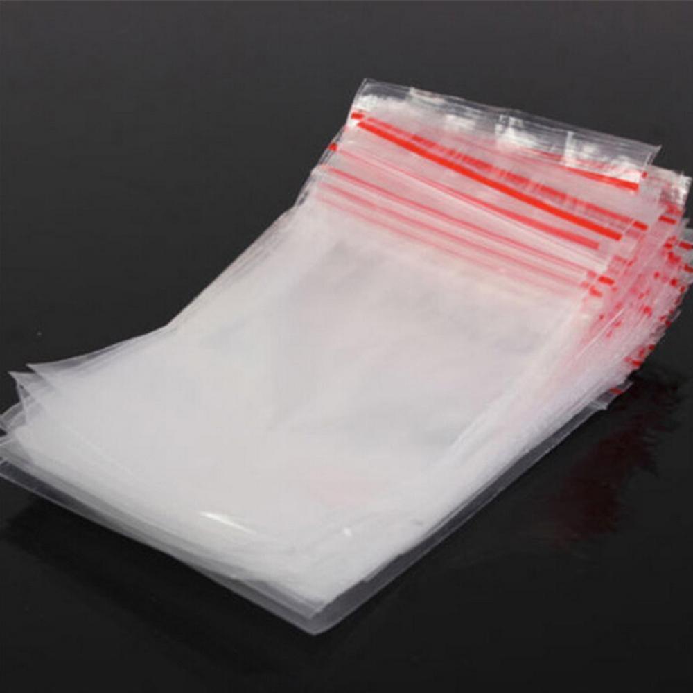 100pcs Clear Resealable Plastic Zip lock Small Home Shop Accessories Thick Seal Bag