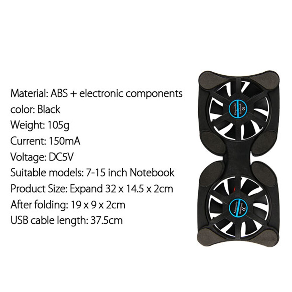 Foldable Gaming USB Laptop Cooling Pad Double Fans Mini Octopus Notebook Cooler Cooling Pad For 7-15 inch Notebook Laptop Stand