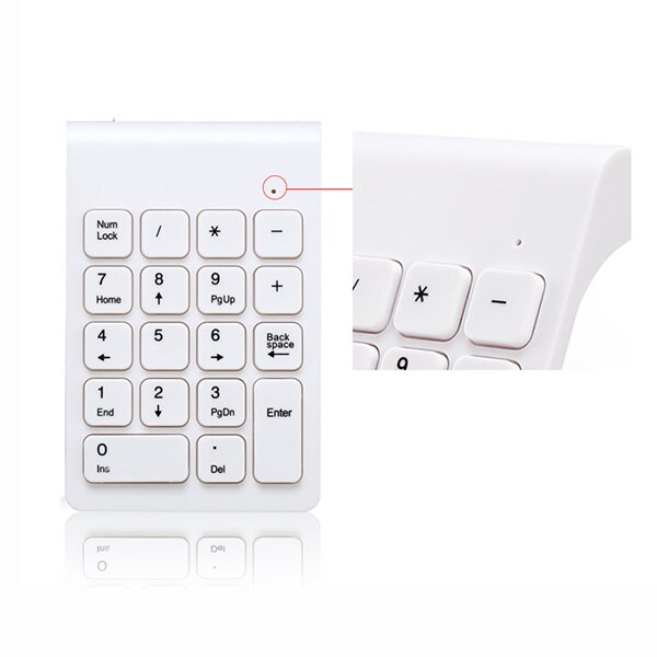 Wireless 2.4GHz 18 Keys Number Pad Numeric Keypad Keyboard for Laptop PC & Mac white