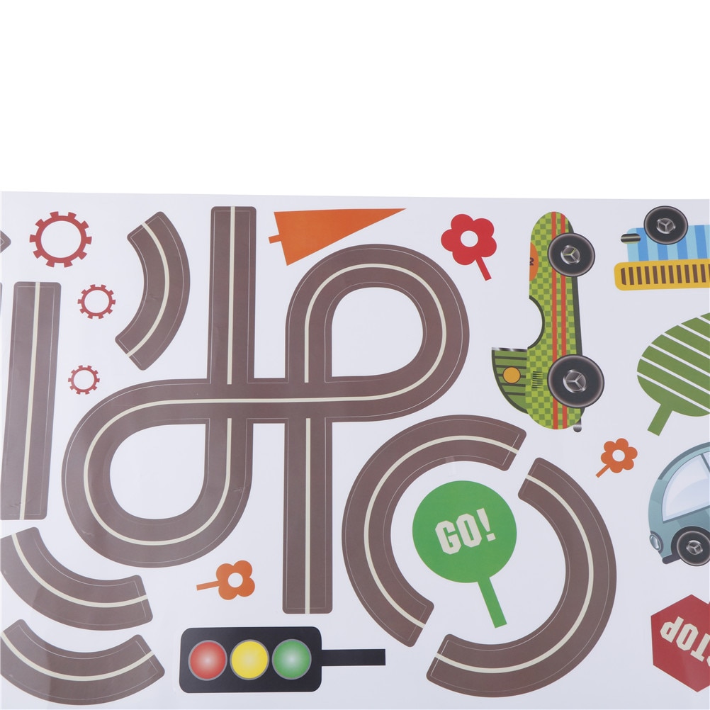 Cartoon Car Bus Highway Track Wall Stickers Kids Rooms Nursery Bedroom Living Room Home Decor Wall Art Decals Wallpaper