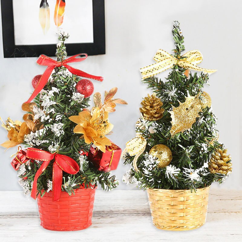 Mini Christmas Tree Desk Table Decoration Cute Xmas Artificial Home Decor Ornaments Children