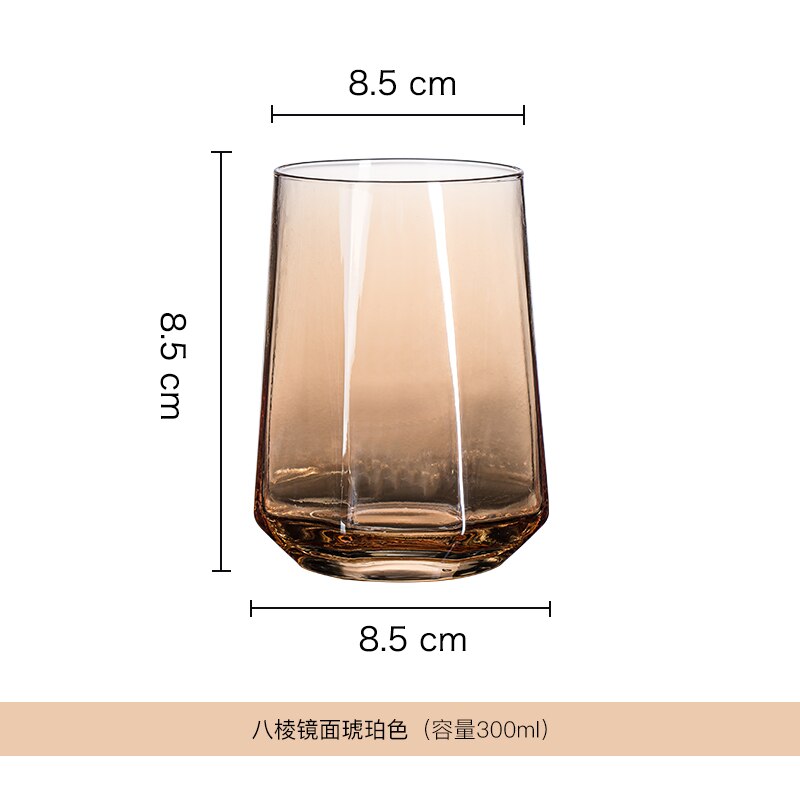 Copo de água de vidro de cor simples criativo suco de frutas copo de bebida copo de bebida copo de leite menina copo de cerveja: (amber)
