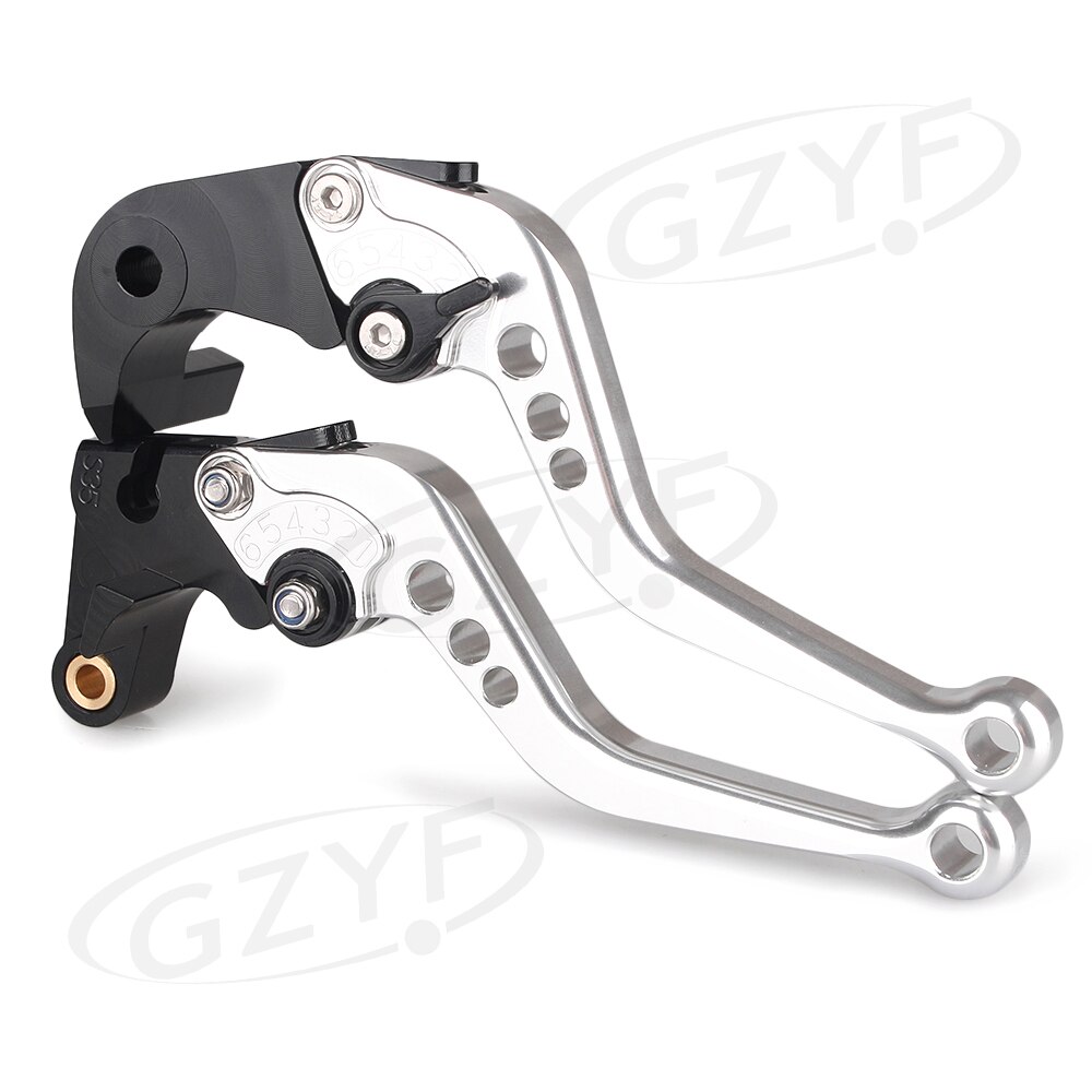 CNC moto réglage frein embrayage leviers poignée pour Suzuki Hayabusa GSX1300R aluminium: Silver Black