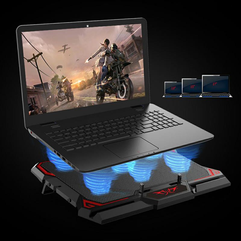 COOLCOLD 17inch Gaming Laptop Cooler Six Fan Led Screen Two USB Port 2600RPM Laptop Cooling Pad Notebook Stand for Laptop