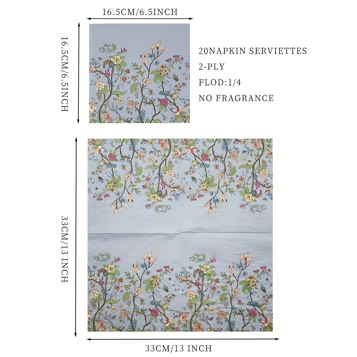 20 stuks vintage wilde bloem wegwerpservetten voor feesten, bruiloften, verjaardagen - 13x13 inch, perfect voor desserts en feesten