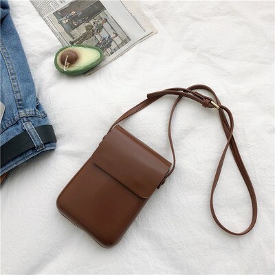 Mara's Dream Solid Color Women's Bag Shoulder Messenger Wild Simple Pu Leather Flip Vertical Small Square Bag: Dbrown