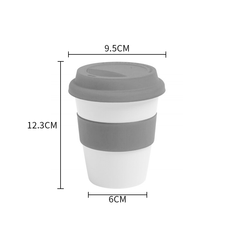 1pc 400ml genanvendelige varmeisolerede keramiske rejse krus te kaffe rejse krus kop med skridsikker ærme og silikone låg: Grå