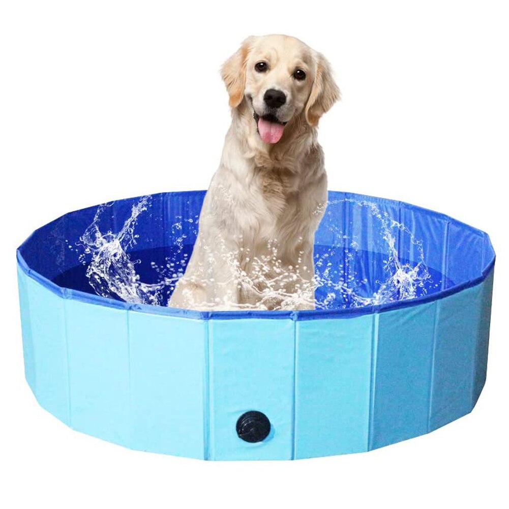 Foldable PVC Dog Pet Swimming Pool Portable Pet Bath Tub Outdoor Pools For Collapsible Bathing Pool For Dogs Cats Kids: blue 80x20cm