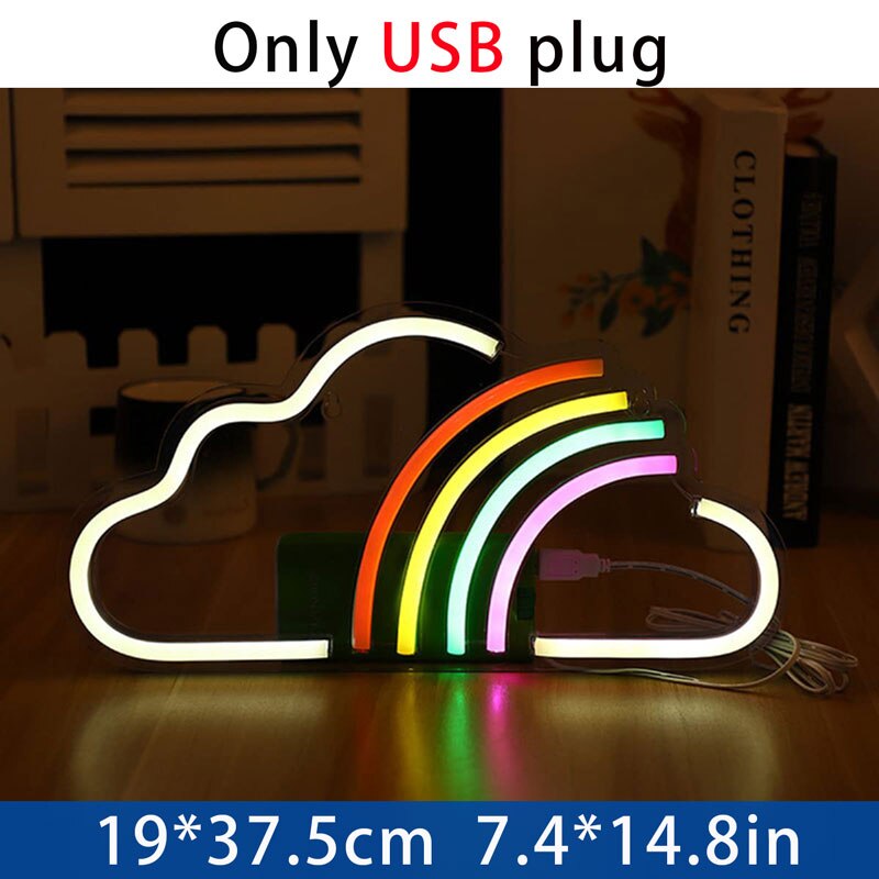 BIG SIZE Led Neon Night Sign Rainbow Neon Light Signs Wall USB Operated Butterfly Lamp Neon Lights for Room Bedroom Decor: Rainbow2