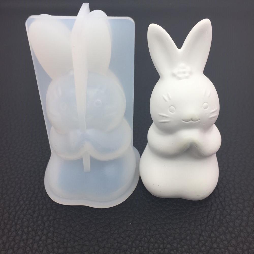 3d kanin gris og kat keramisk gipssilicone skimmel formue gips skimmel til bil dekoration silikone lys epoxy harpiks: Kanin
