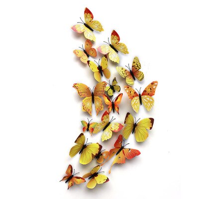 12 teile/satz 3D Simulation Schmetterling Zauberstab Aufkleber Kühlschrank Dekoration Aufkleber PVC für freundlicher Zimmer Dekoration Zauberstab Aufkleber: A