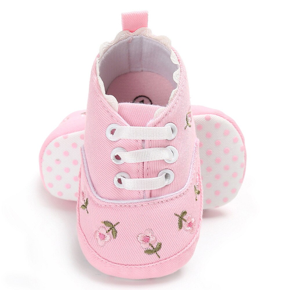 Canvas Newborn Infant Baby Girls Floral Soft Soled Non-slip Crib Shoes First Walker Anti-slip Sneakers 99