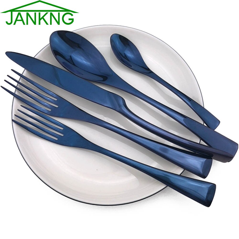 4/5/6 sztuk błyszczące niebieski sztućce zestaw 304 sztućce ze stali nierdzewnej zestaw noży widelec robić steków stół zestaw obiadowy stołbyć winnym zestaw sztućców