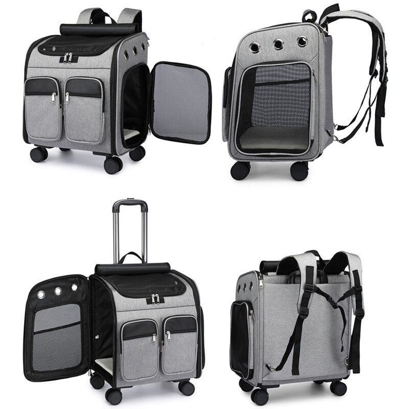 Carrier for Cat Small Dog Stroller Backpack Pet Transport Bag Trolley Cage Animal Transporter Travel House Suitcase with Window