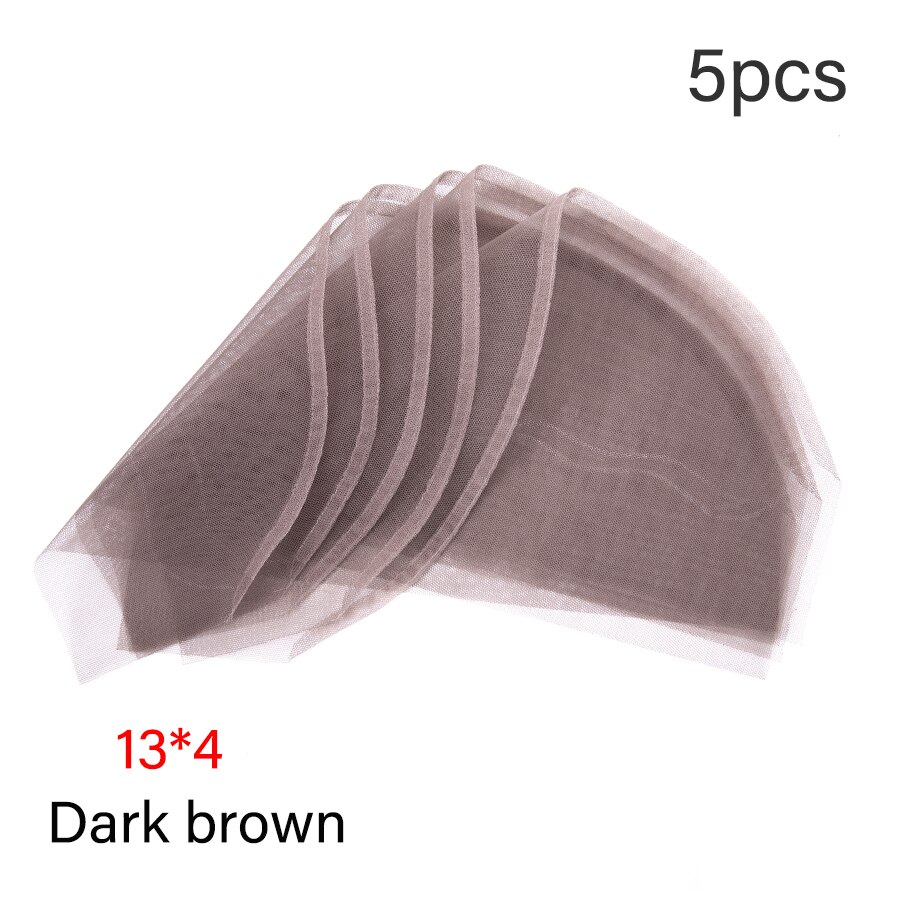 Alileader billig 13*4 schweizisk blonde net forfriskende schweizisk blonde net til parykker frontal blonde paryk hårnet dreadlocks paryk cap tilbehør: 5 stk -13 x 4- mørkebrune