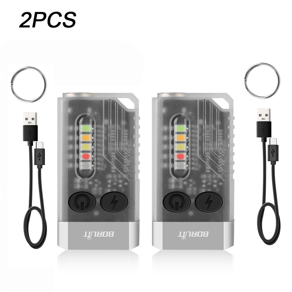 BORUiT V10 EDC Keychain Flashlight Portable Mini Torch Type-C Rechargeable Work Light With Magnet UV Beep Camping Pocket Lantern: RGB