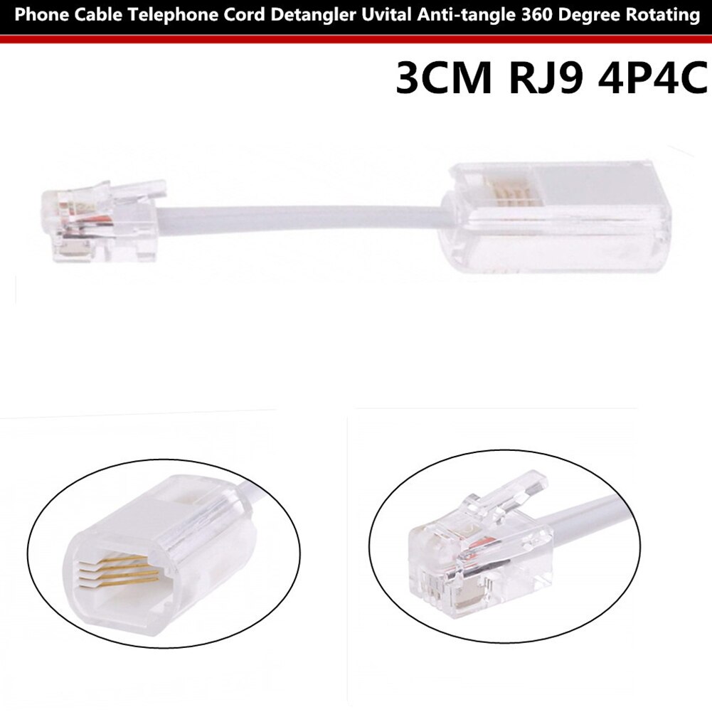 2 stk telefonkabel detangler trådløs kablet 360 graders roterende elektrisk udstyr kontor fastnet håndtag anti-vikling: Hvid kablet