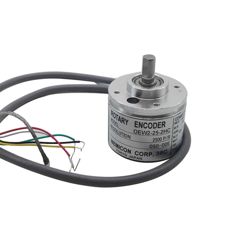 Mini NEMICON 38mm outer 6mm solid shaft incremental rotary encoder open collector output 100 300 500 1024 2500 pulse OEW2-25-2HC
