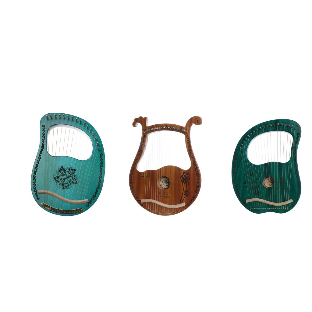 Engraved Exquisite Beginners 16/19 Strings Lyra Harp Mahogany and Tuning Wrench Perfect Year for Kid