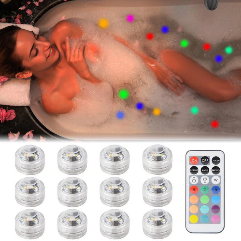12Stck Badewanne Lampe Mini draussen Rgb Tauch LED Licht Mehrfarbig Unterwasser Licht Mit Fernbedienung Heimat Schlecht Dekor