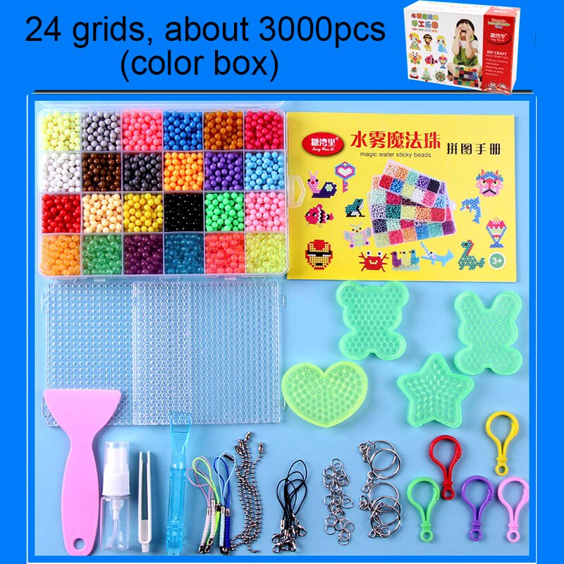 Puzzle Multicolor DIY Water Spray Magic beads Ring Refill Toys For Children Educational Kit Ball Game Beads Juguetes: 3000pcs (color box)