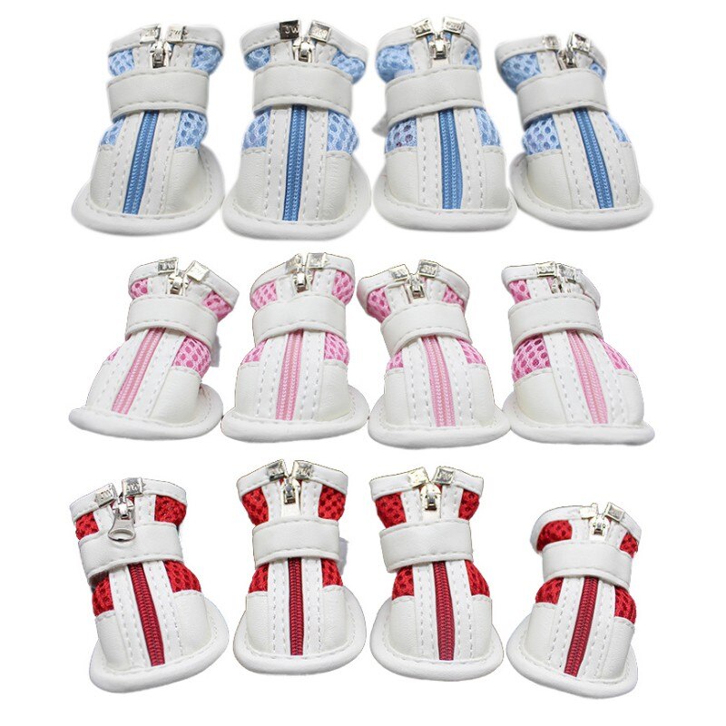 4Pcs Pet Dog Shoes Dog Booties Mesh Zipper Dog Shoes Puppy Sneakers Pet Sport Shoes For Small Dog Shoes /1
