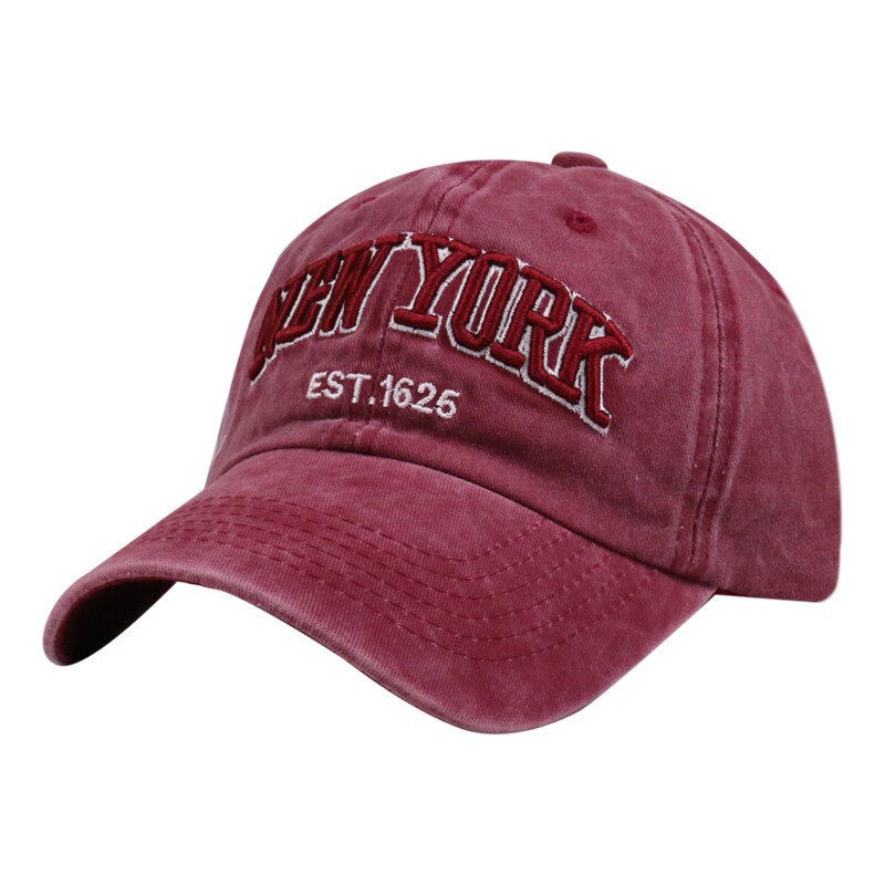 FOXMOTHER-Gorra vaquera negra de algodón con letras bordadas para hombre y mujer, sombrero deportivo con letras bordadas de YORK, utdoor, unisex: Color vino
