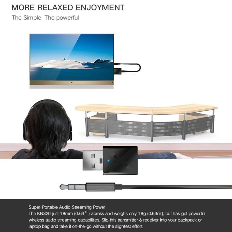 Bluetooth 5.0 modtagende sender aux stereo modtager fm sender 2- i -1 usb interface til bil og tv ter 4 trådløs adapt