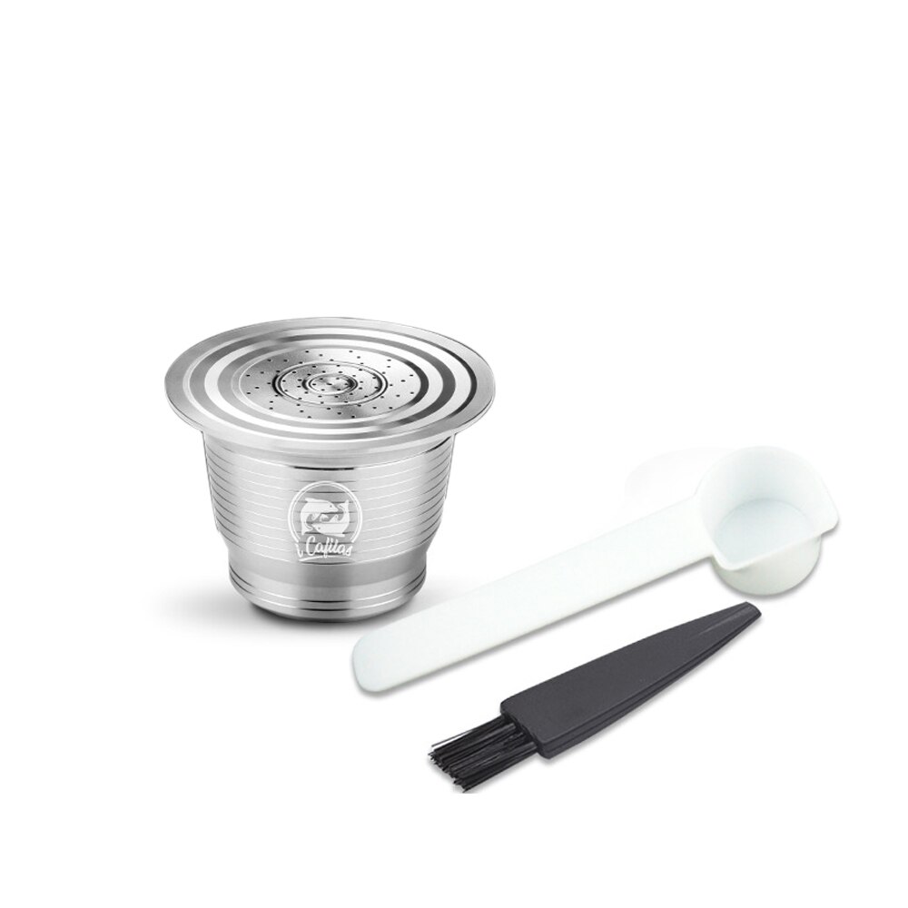 Stainless Metal Reusable For Nespresso Capsule With Press Coffee Grinds Stainless Tamper Espresso Maker Basket Coffee Tools: Default Title