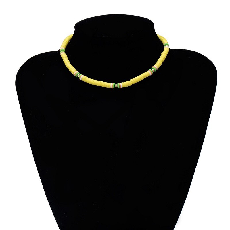 Zachte Aardewerk Choker Ketting Voor Vrouwen Kleurrijke Kralen Kraag Polymeer Klei Ketting Boho Surfer Chocker Sieraden