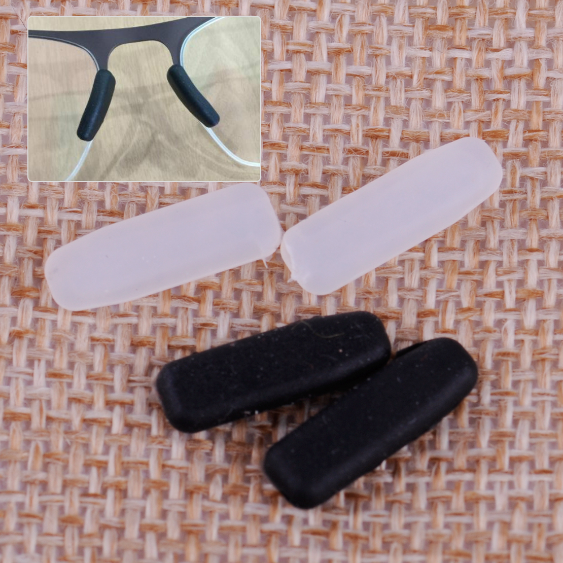 2 par antiskli svart og hvitt silikon neseputer erstatningssett som passer til ic! berlin solbriller