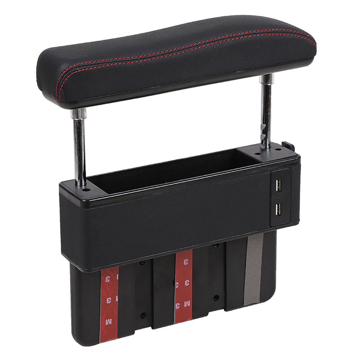 Universal Car Armrest Box Elbow Support Adjustable Center Console Handrest Rail Auto Seat Gap Organizer Arm Rest Box: Red Line