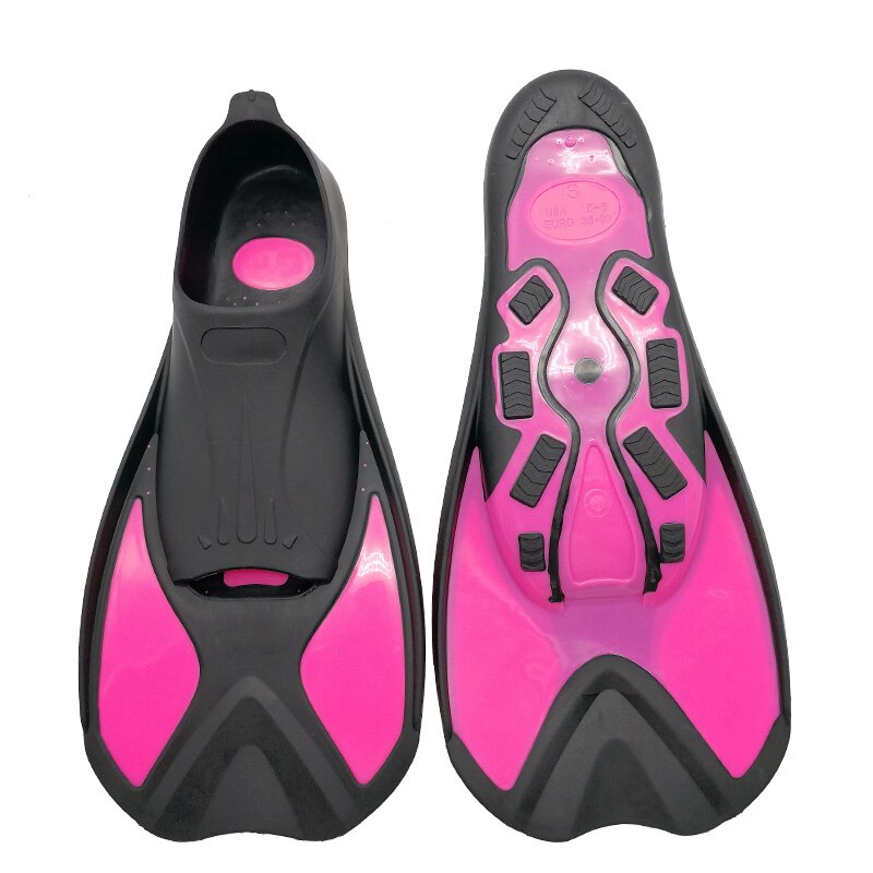 Boom Beter Zwemmen Vinnen Volwassen Snorkelen Voet Flipper Kids Duiken Vinnen Beginner Zwemmen Apparatuur Draagbare Korte Kikker Schoenen: Rose Red / XS