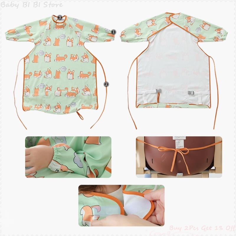 1 Pc Baby Weaning Full-Coverage Bib and Apron Combination for Infant Baby Toddler Dining Chair Cover Coverall Baby Gown