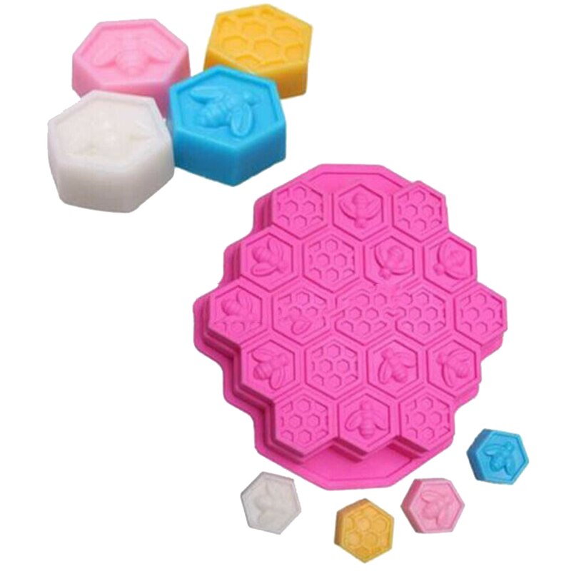 Molde de silicona con forma de abeja para hornear, 19 celdas, para pastel, Chocolate, vela, jabón, glaseado, DIY, cera de abejas, utensilios para hornear