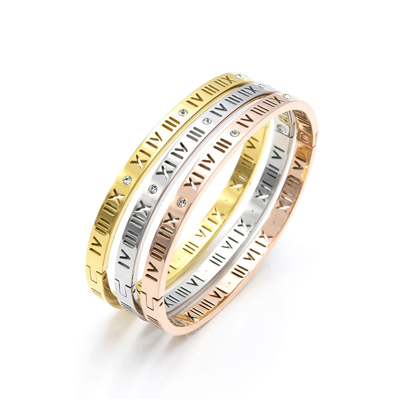 Mode Romeinse Nummer Bangles Armband Voor Vrouwen Rhinestone Manchet Armbanden Polsband Band Trendy Sieraden